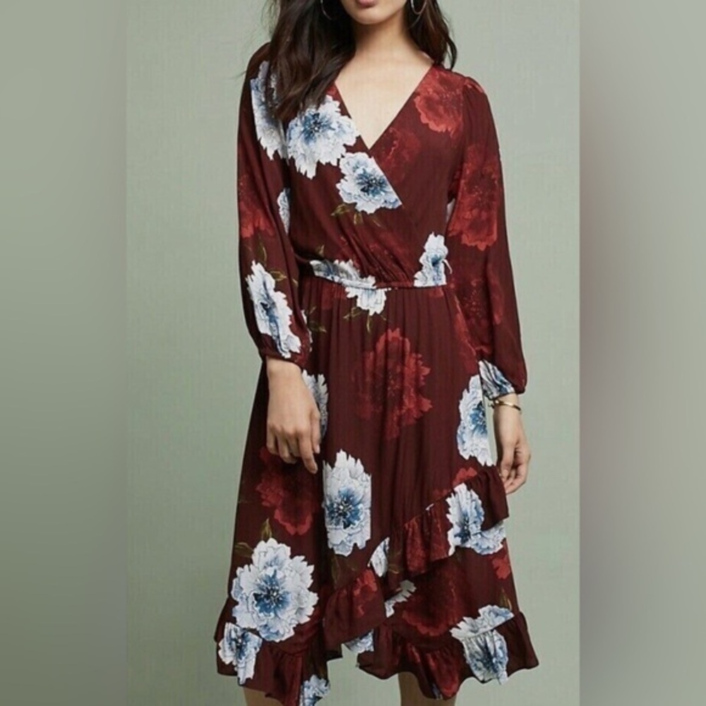 Anthropologie Plenty by Tracy Reese Aleah Faux Wrap Floral Dress